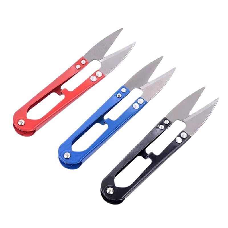 U-shaped ironwork yarn scissors, home cross-stitch scissors, thread end scissors, fishing line scissors, colorful small scissors, tailor, spring scissors, street stall scissors Item Picture