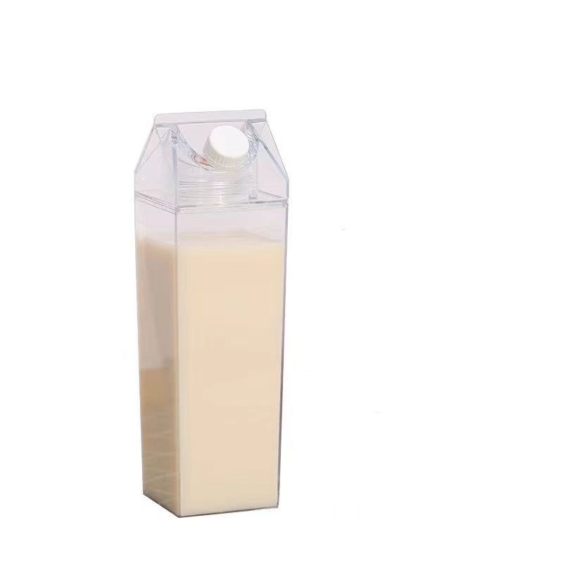 Milk carton, square cup, transparent large-capacity, summer water cup, high appearance level for men and women, plastic student portable and easy-to-use cup Item Picture