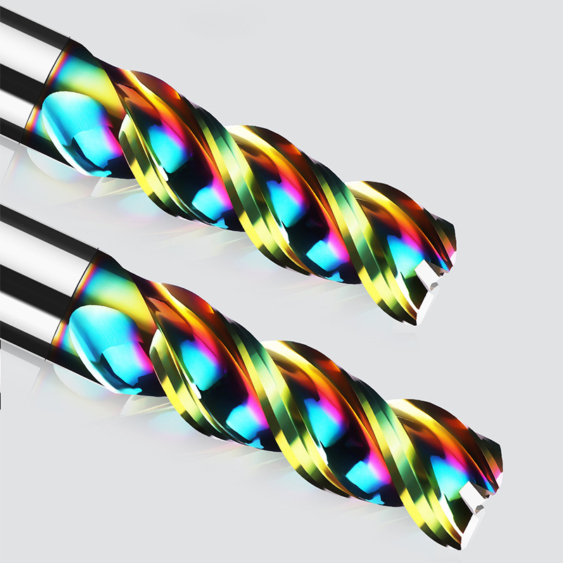 Original production of seven-color U-shaped groove aluminum milling cutters, tungsten steel three-edge hard alloy cnc numerical control tools, 3 lengthened Specification drawing