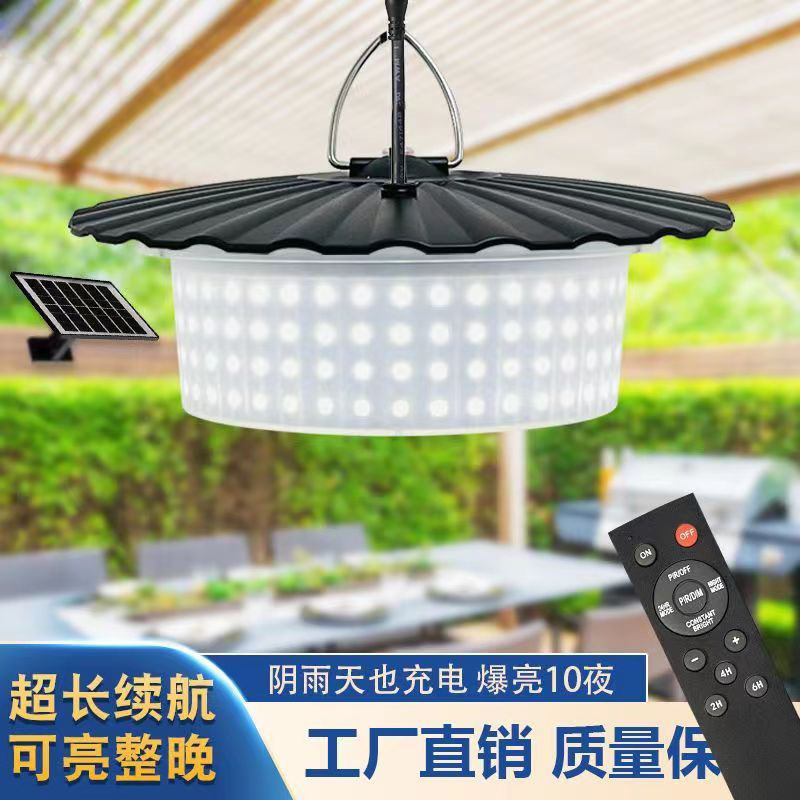 Cross-border new 244LED solar chandelier, human body sensor remote control chandelier, tent valley lamp, waterproof courtyard camping lamp details Picture