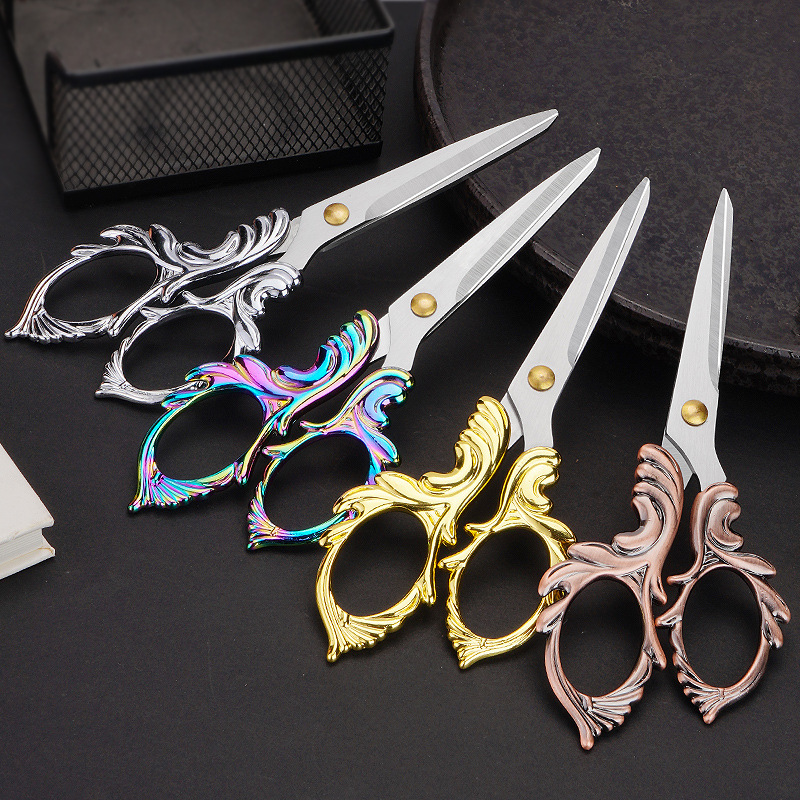 New stainless steel lotus zinc alloy small scissors, multi-purpose office scissors, stainless steel sharp household scissors details Picture