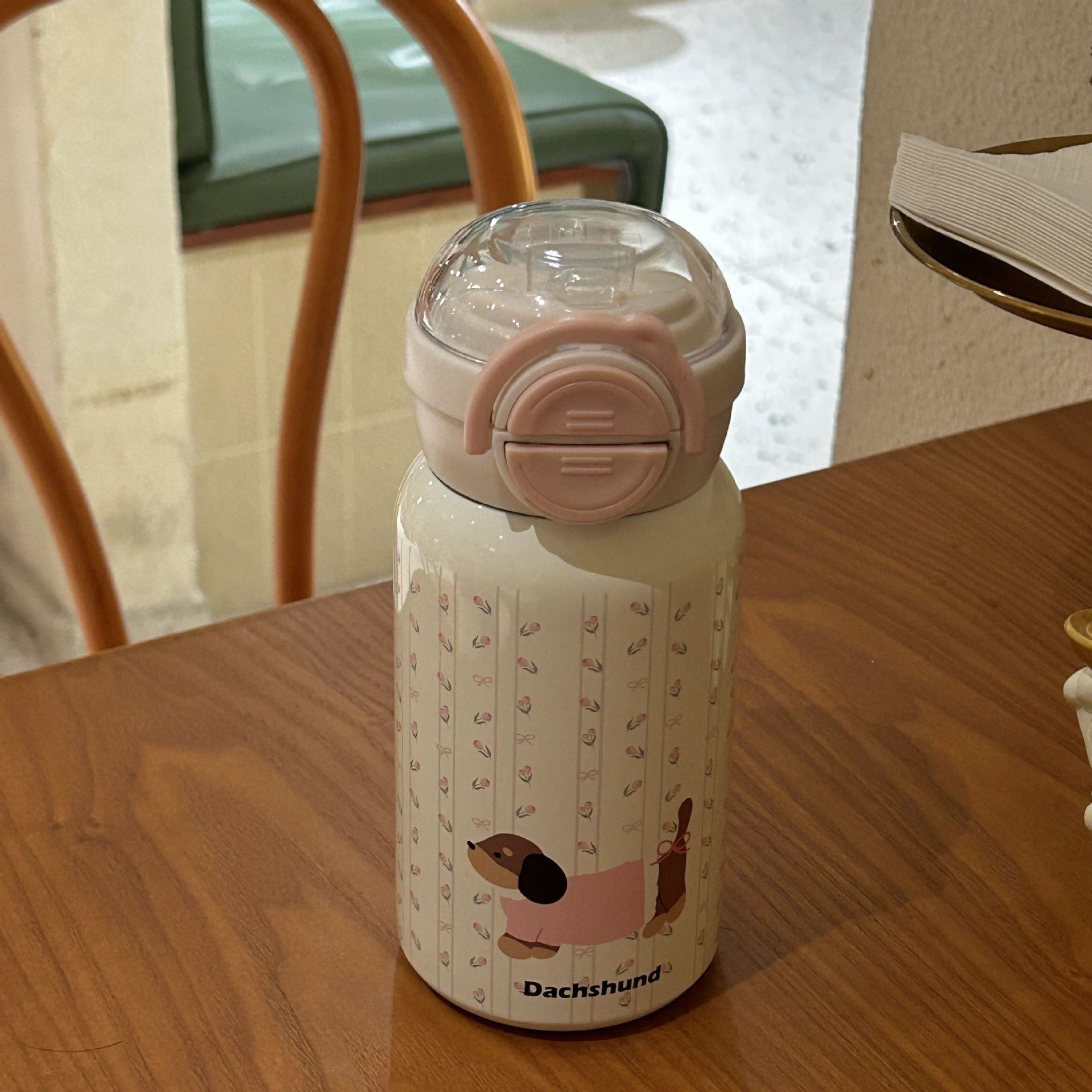 Super cute and adorable Instagram large-capacity girls' new 2024 stainless steel straw high appearance level female student water cup details Picture