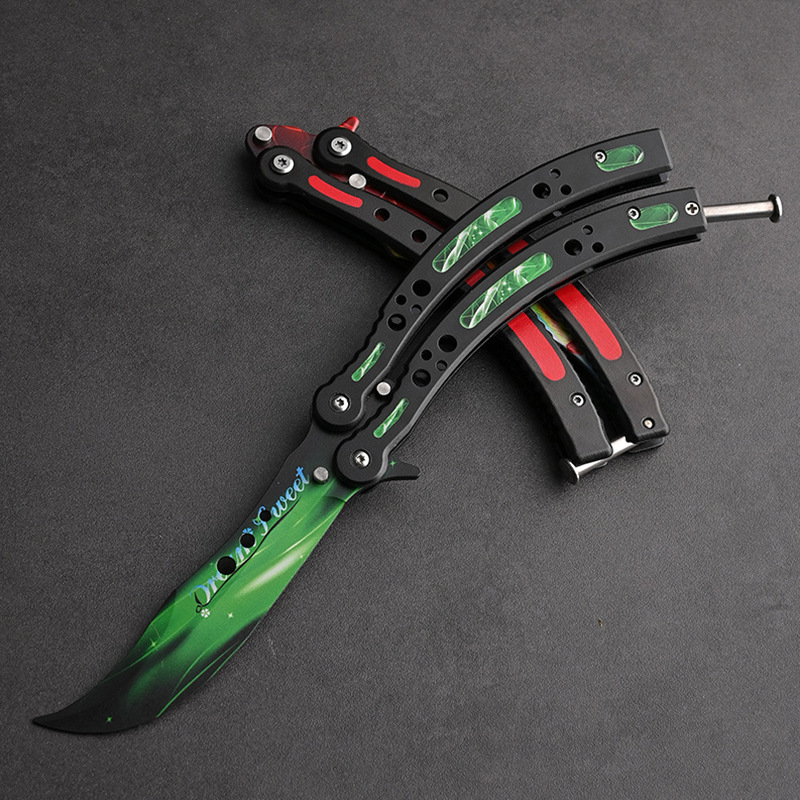 csgo Butterfly Folding Knife Peripheral Butterfly Knife Comb Claw Knife Uncut Hand Knife Butterfly Training Knife toy Specification drawing