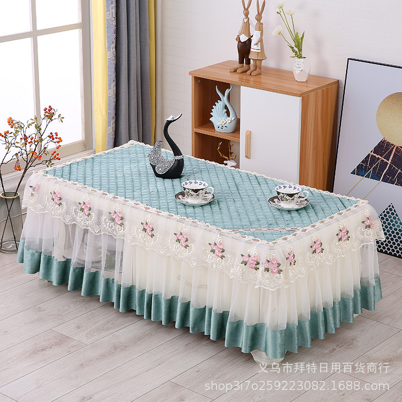Coffee table tablecloth cover, TV cabinet cover fabric, dining table tablecloth, rectangular living room table mat, Nordic coffee table fabric, lace gauze full figure