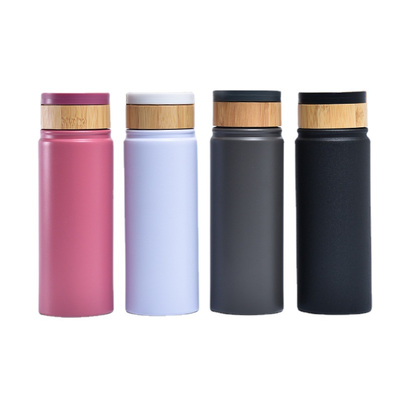 New bamboo-covered space flask insulated cup, 304 stainless steel double-layer insulated cup, 18OZ space flask Item Picture