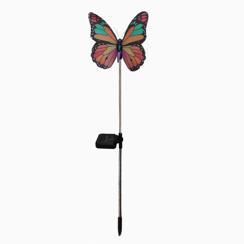 New solar fiber optic butterfly ground plug light, color-changing transparent fiber optic tube, butterfly garden lawn light, ambient light Item Picture