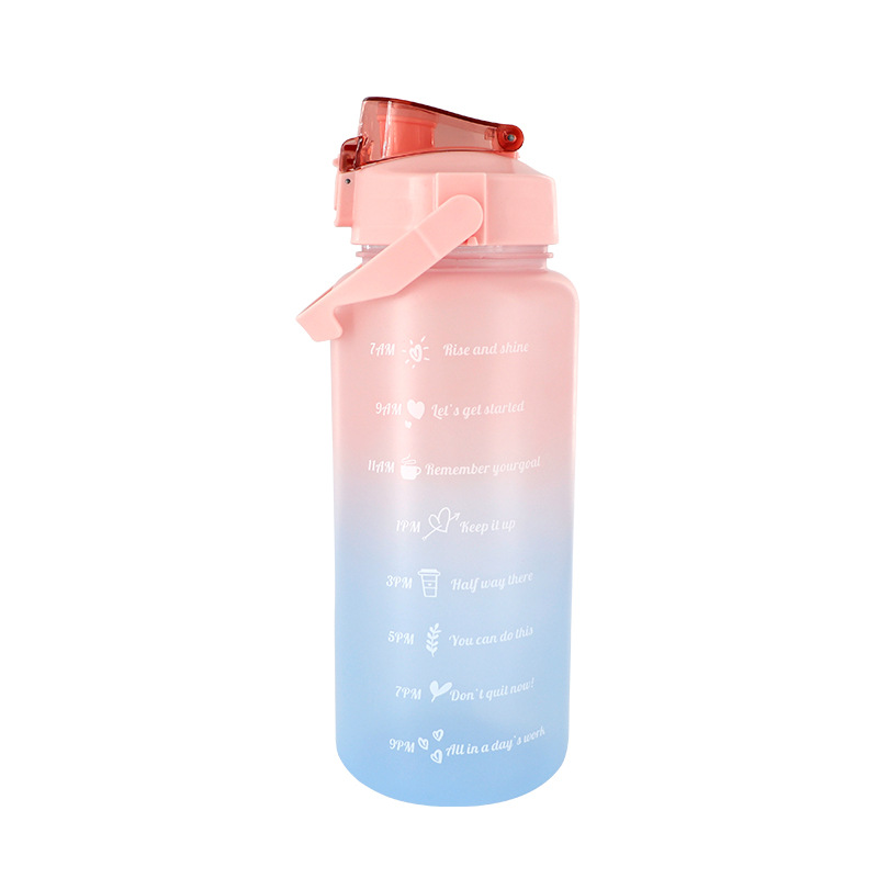 Gradient color 2000ml large-capacity water cup, summer high appearance level space cup, children's straw cup, pop-up lid plastic cup Item Picture