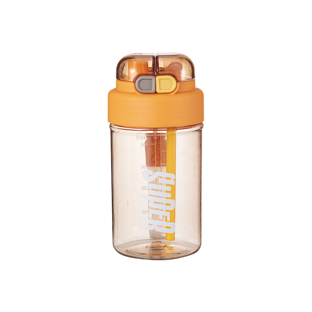New large-capacity portable straw plastic cup, student double-drinking water cup with separate compartments, outdoor sports water cup with a lifting rope Item Picture