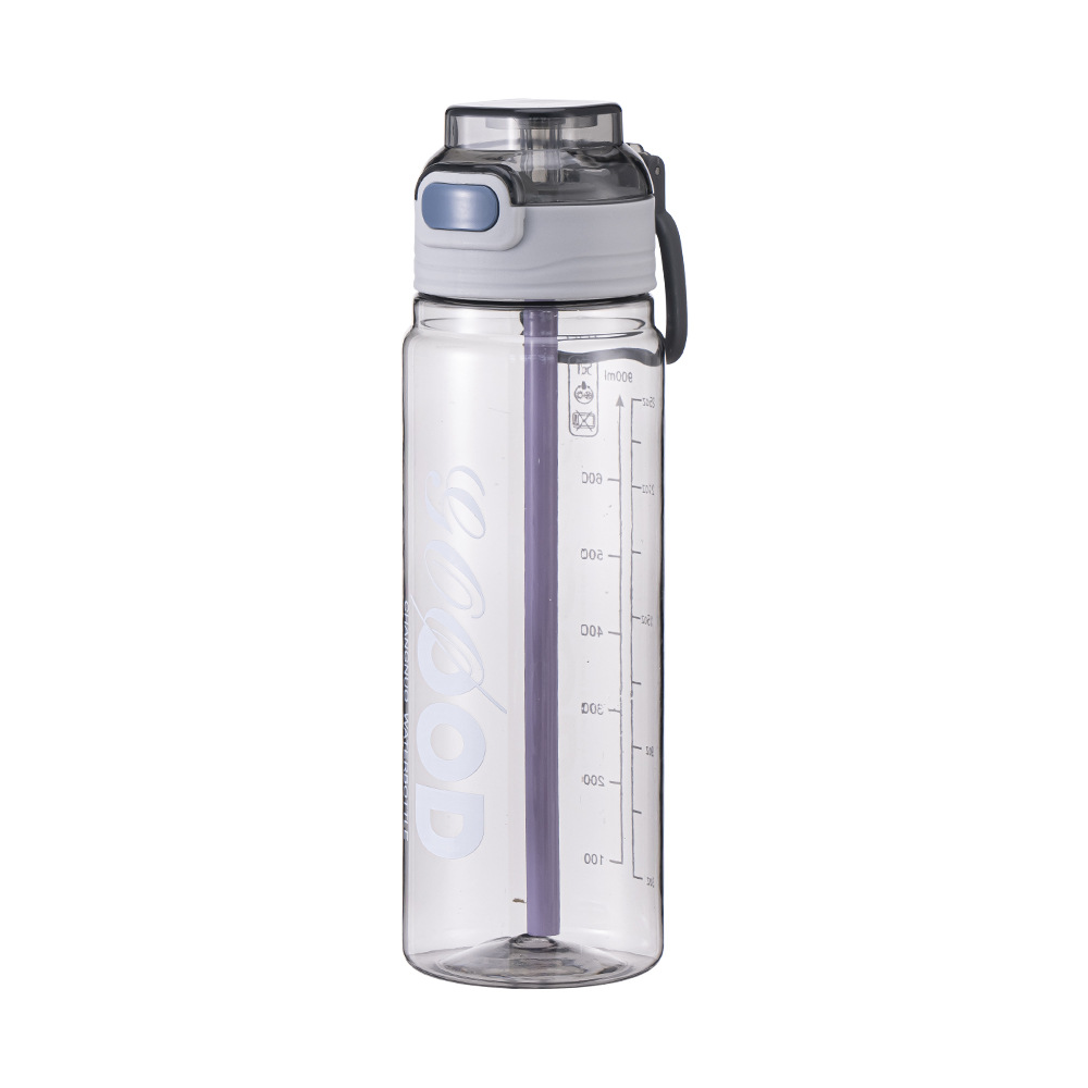 Large-capacity outdoor hand-held plastic cup with scale, student portable plastic sports water cup, flip lid straw water cup Item Picture