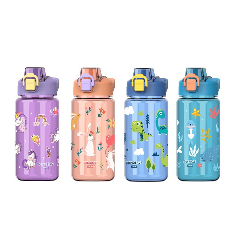 Children's water cups, plastic direct drinking cups for school, portable water bottles, cute direct drinking cups for male and female primary school students in summer Item Picture