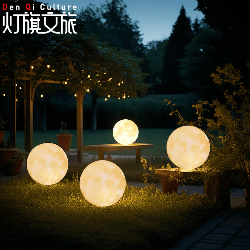 Moon lamps, floor lamps, courtyard landscape lighting fixtures, outdoor decorative decorations, planet lamps, event creative chandeliers, moon lamps details Picture