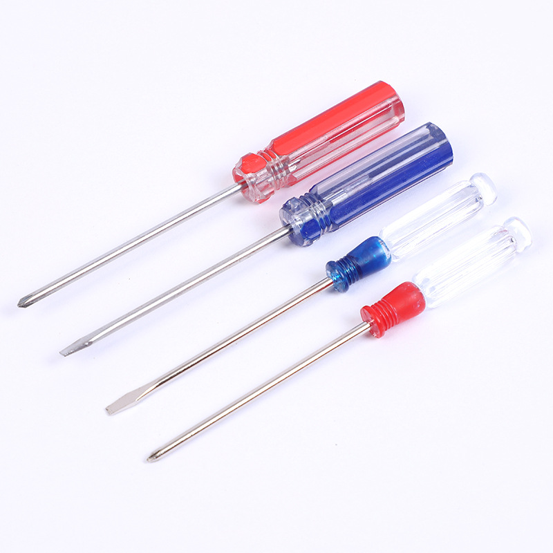 Wholesale crystal dual-color transparent handle screwdrivers, one-line cross mini dual-color crystal red and blue screwdrivers from the manufacturer Specification drawing
