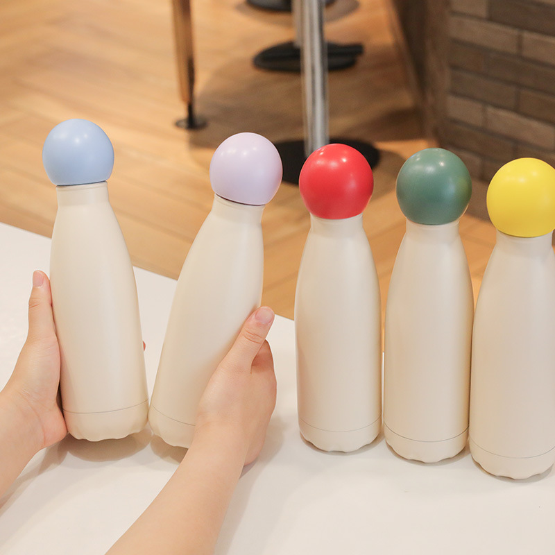 Creative bowling cups, stainless steel cola bottles, insulated cups, student and children's outdoor sports water cups, convenient water bottles full figure