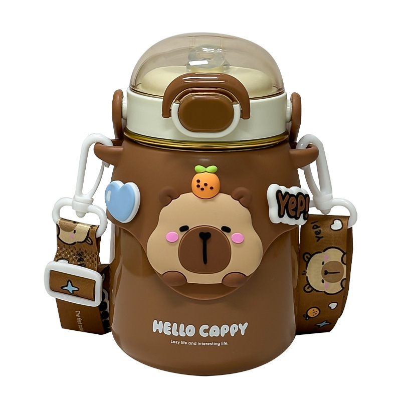 The Capibala small belly insulated cup comes with an adjustable cup string for easy carrying. It features a locking design and a double-spout drinking cup Item Picture