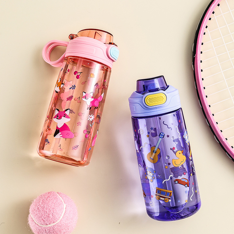 TUME cross-border e-commerce new products: Cartoon spout with full printing, children's water cup, outdoor portable water bottle for primary school students details Picture