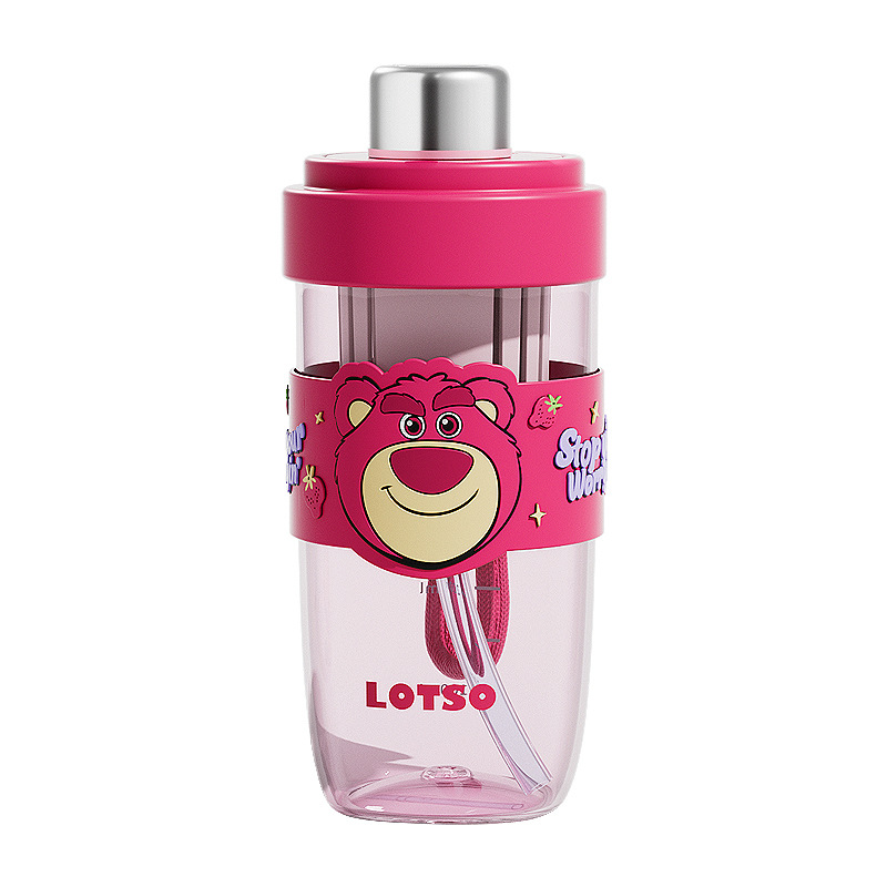Genuine Sanrio authorized plastic cup, high appearance level, children's and students' drinking cup, convenient lid opening straw tea strater cup Item Picture