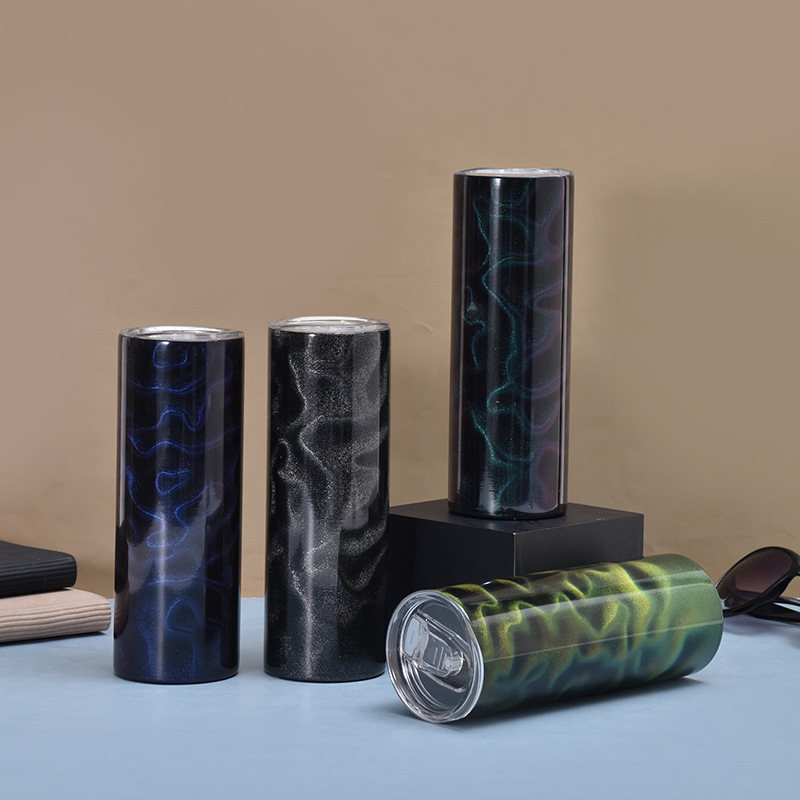 Creative 304 stainless steel insulated cup, 3D iridesy outdoor portable straight cup, bicycle riding car cup details Picture