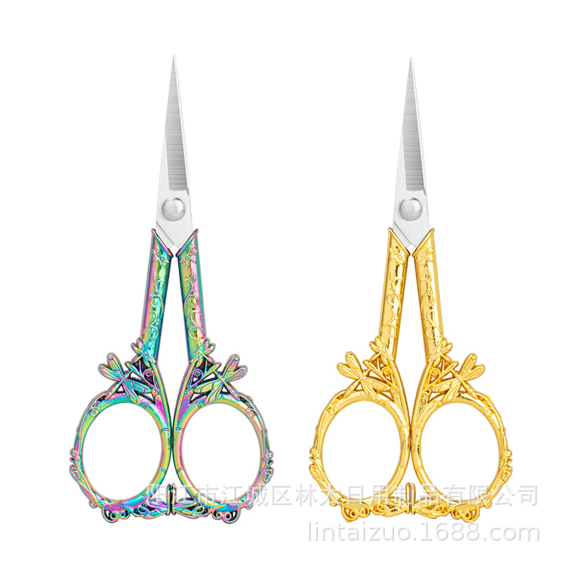 Aluminum alloy small scissors, mini small office stainless steel household hand thread clippers, pointed embroidery tea scissors Item Picture