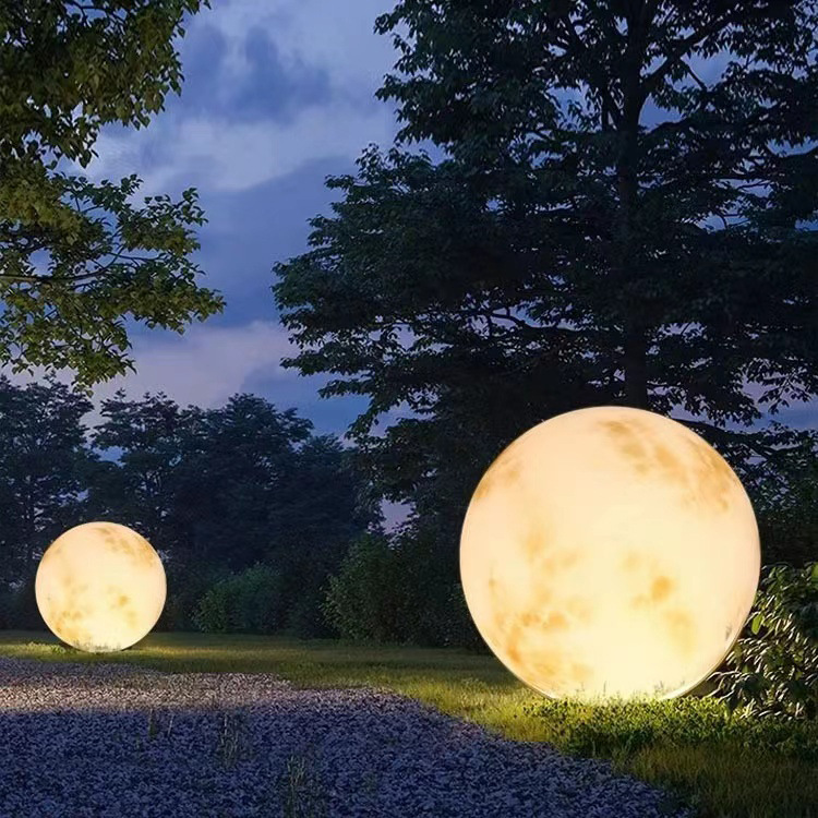 Moon lamp, outdoor solar planet lamp, LED hand-painted park atmosphere lighting, courtyard landscape lamp, moon lamp Specification drawing