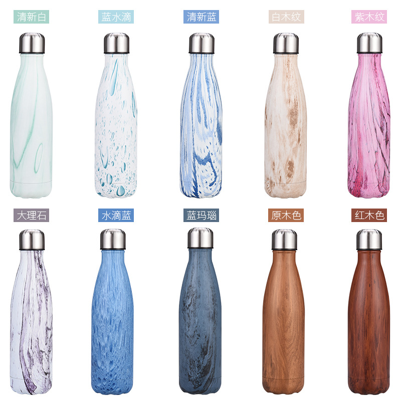 Coke bottle stainless steel vacuum insulated cup 304 Sports car water cup Men's and women's wood grain fashionable gift cup Application Scenario