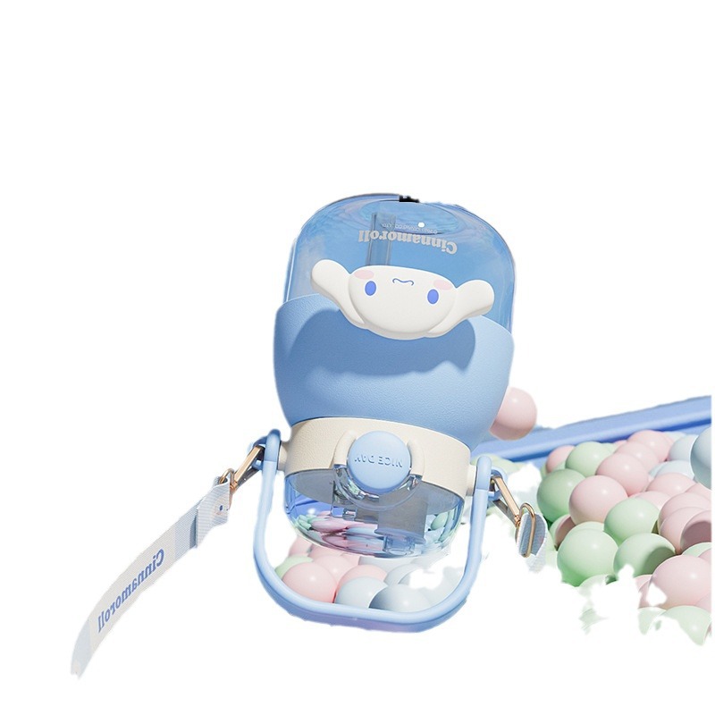 Sanrio genuine large-capacity tritan children's water cup, high appearance level plastic cup, convenient double-drinking straw cup Item Picture