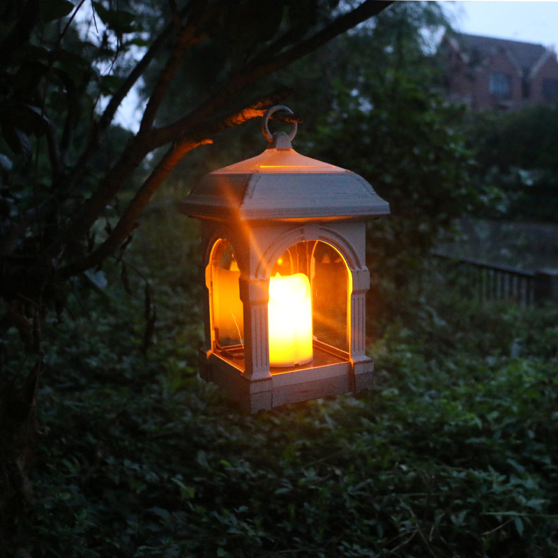 Outdoor solar-powered swing candle wind lamps, courtyard candle lamps, solar-powered hanging lamps, Buddhist cultural products full figure