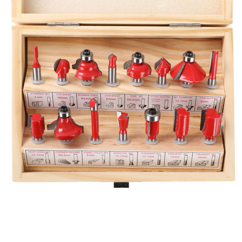 Woodworking milling cutter set, trimming machine, woodworking milling cutter 12-piece set, woodworking alloy slotting milling cutter, flat milling cutter details Picture