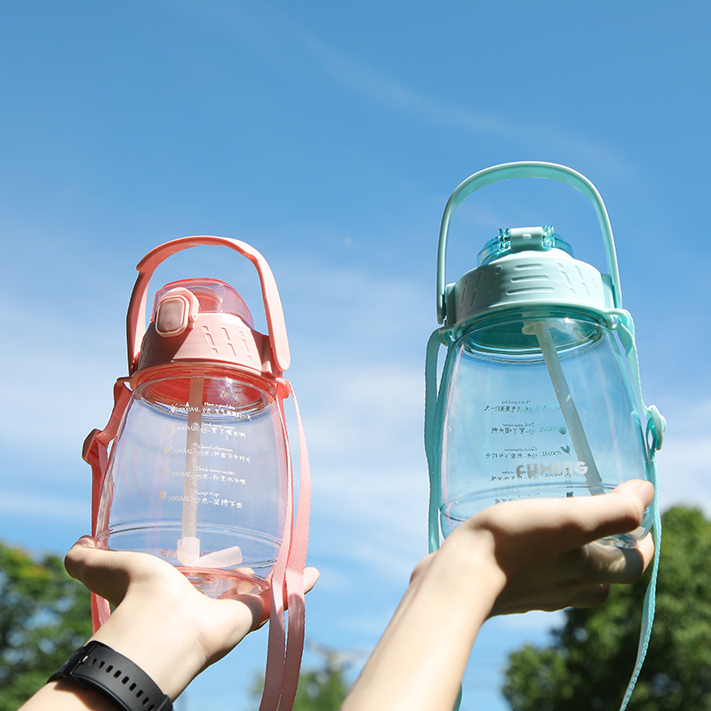 Wholesale of Fuxing high-appearure-level large-belted plastic space cups with handles, cute children's straw cups, and large-capacity water cups Specification drawing