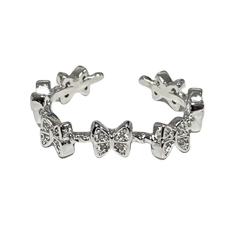 Simple and plain ring, small and versatile butterfly opening ring, women's niche design sense, elegant and fashionable, layering style food ring Item Picture