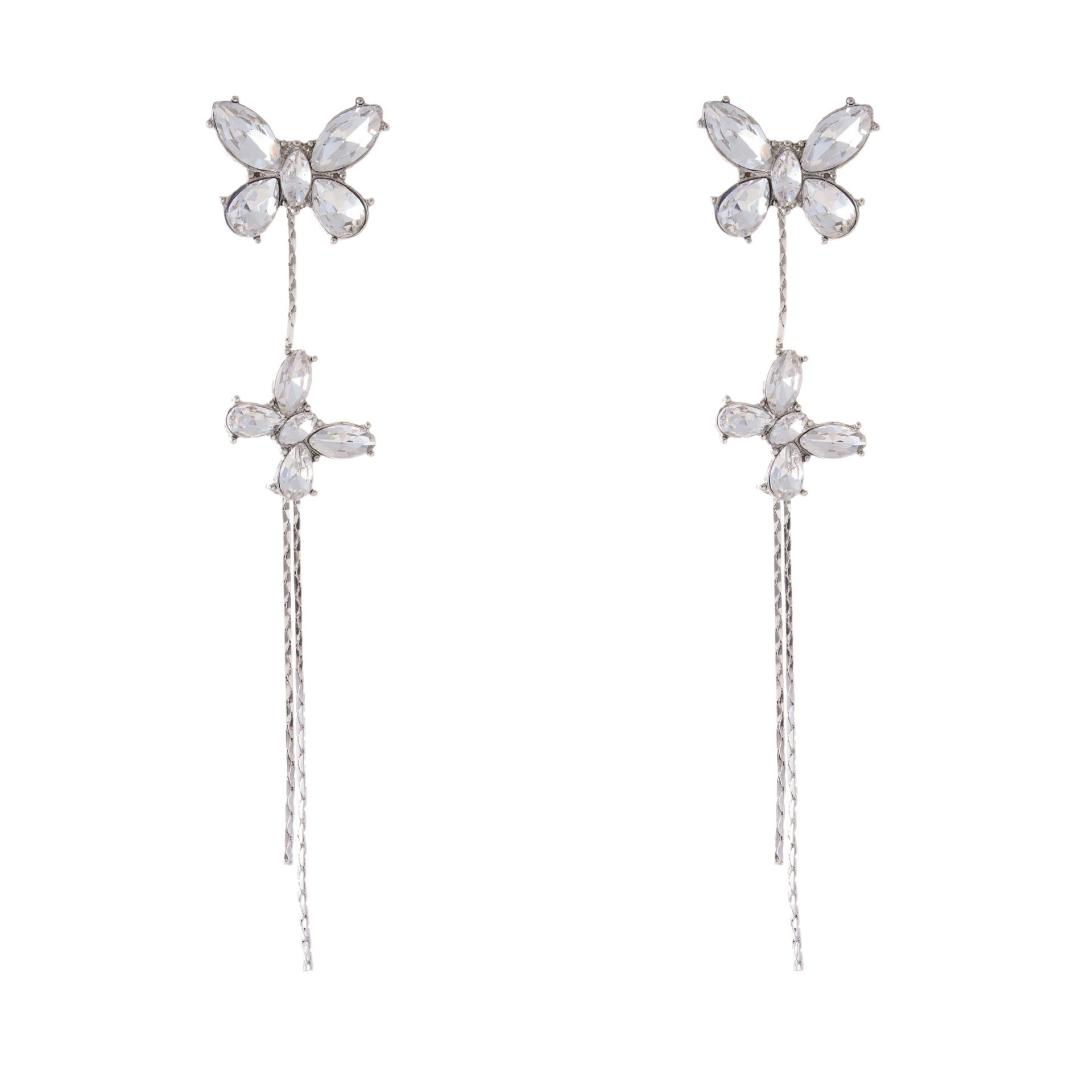 Super Sparkling long Zircon butterfly tassel earrings with a light luxury and high-end feel, niche stud earrings, women's fashionable and elegant earrings wholesale Item Picture