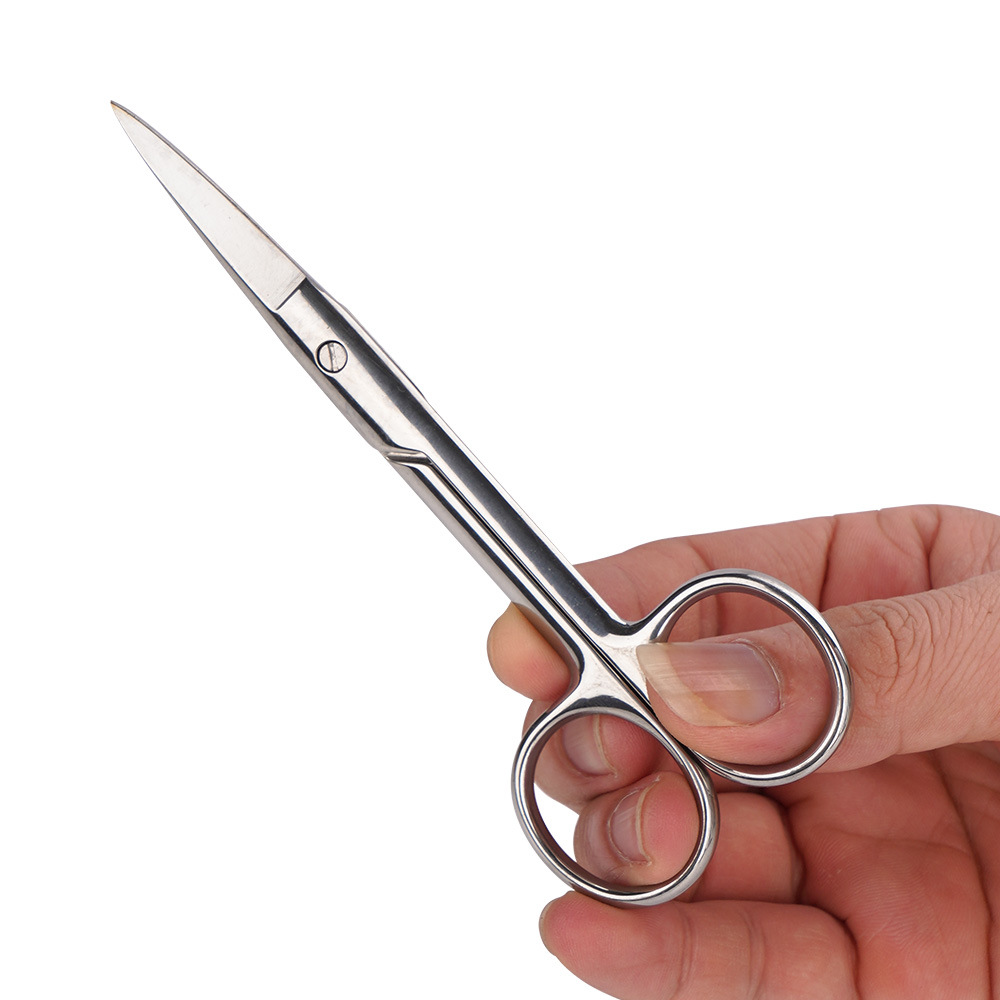 Stainless steel scissors: 14/16/18/20 large bend, animal husbandry teaching, surgical gauze scissors, thread removal scissors, non-medical Specification drawing