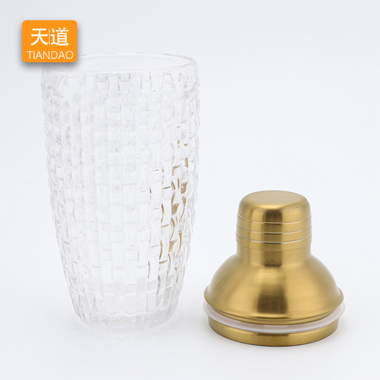 New ice flower glass cup with 304 stainless steel lid, cocktail mixer, cocktail mixing set, cocktail mixing tools, Shaker Specification drawing