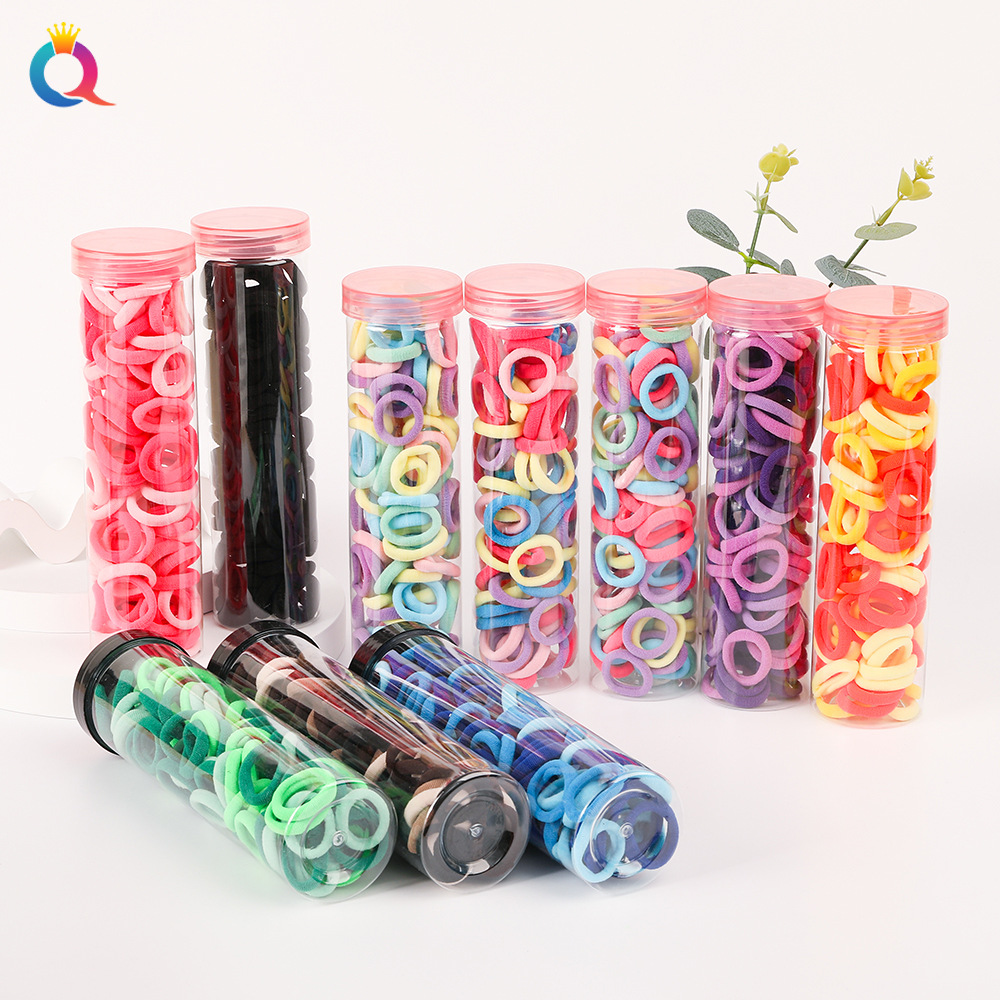 Qiyue Cross-border Amazon small-sized high-elasticity towel hair bands, 100 pieces, good elasticity, durable and won't damage hair and hair ties Specification drawing