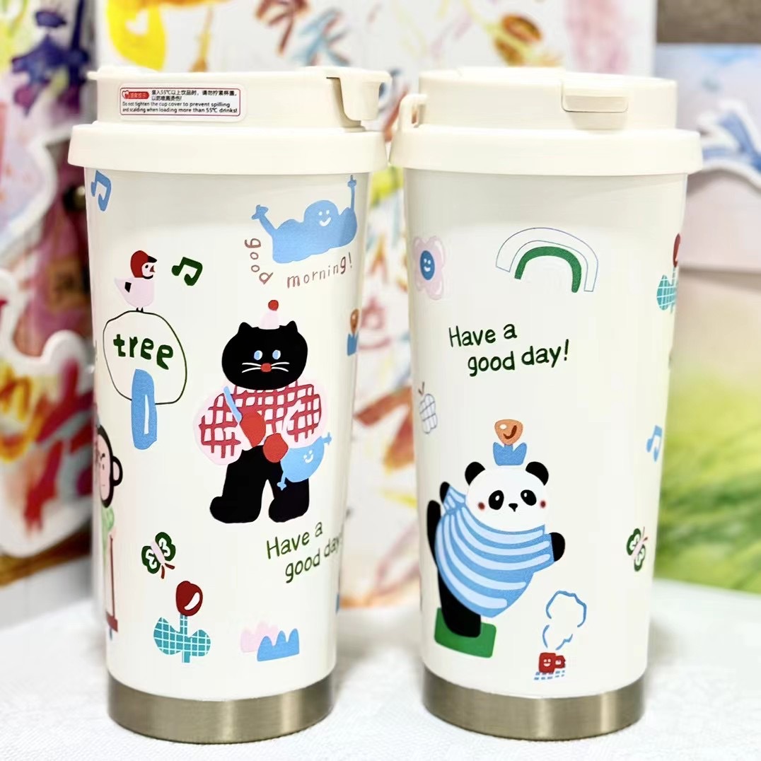 316 stainless steel double-drinking thermos cup, portable coffee cup, thermos cup for home use, car use, portable cup details Picture