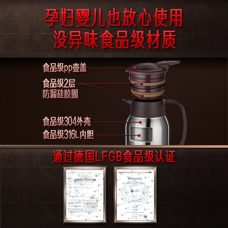SSGP316 insulated kettle made of three or four steel, large-capacity household hot water kettle, thermos flask, student dormitory details Picture