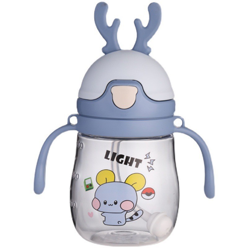 Yinqian Deer Antler Learning Drinking Cup, double-handled shoulder strap children's straw cup with gravity ball, outdoor portable children's water cup Specification drawing