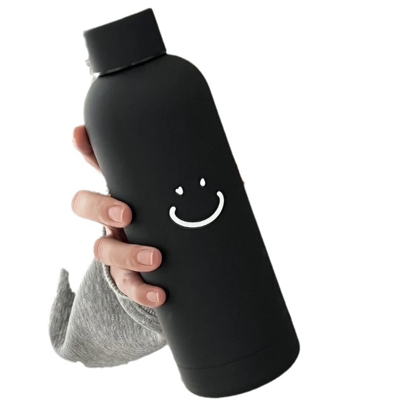 Simple smile portable stainless steel insulated cup couple water cup, large capacity, lightweight and portable, high appearance level manufacturer Item Picture