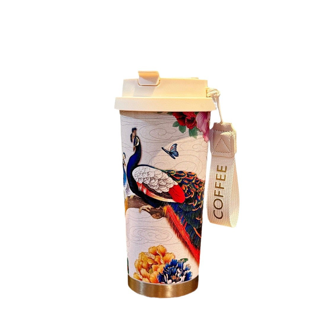 Wholesale of new Chinese-style high-appearance-level light luxury water cups, 316 stainless steel insulated cups, home and office cold coffee cups Item Picture