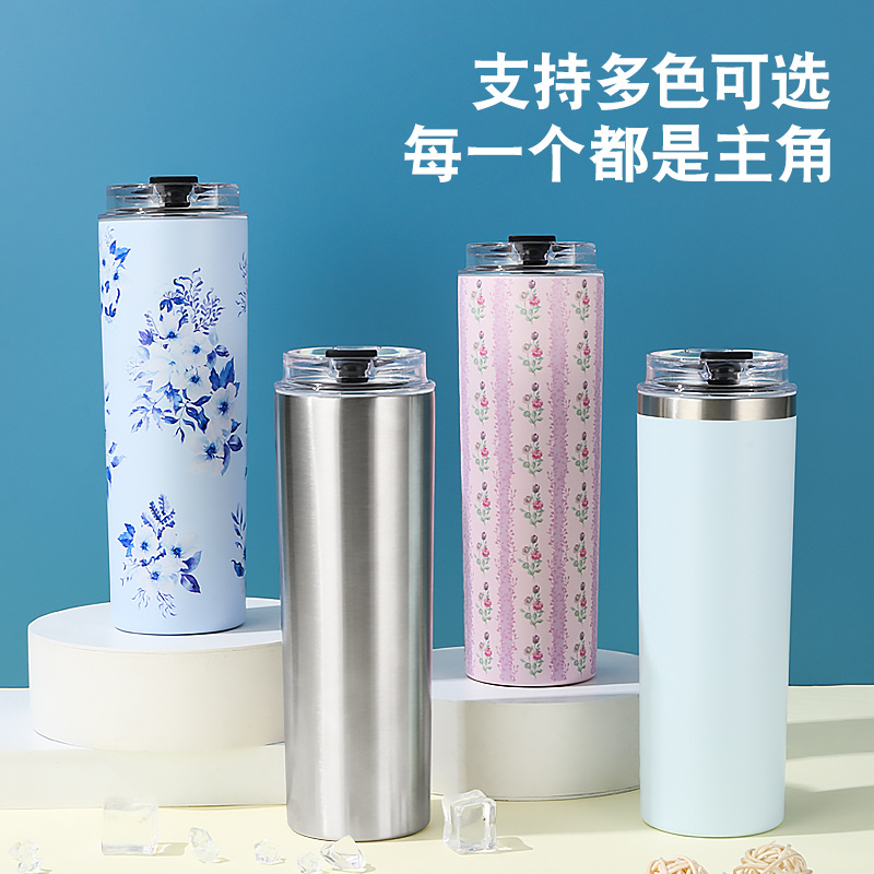 Cross-border 20oz thermal sublimation straight cup, large-capacity car cup with handle, 304 stainless steel vacuum insulated cup details Picture