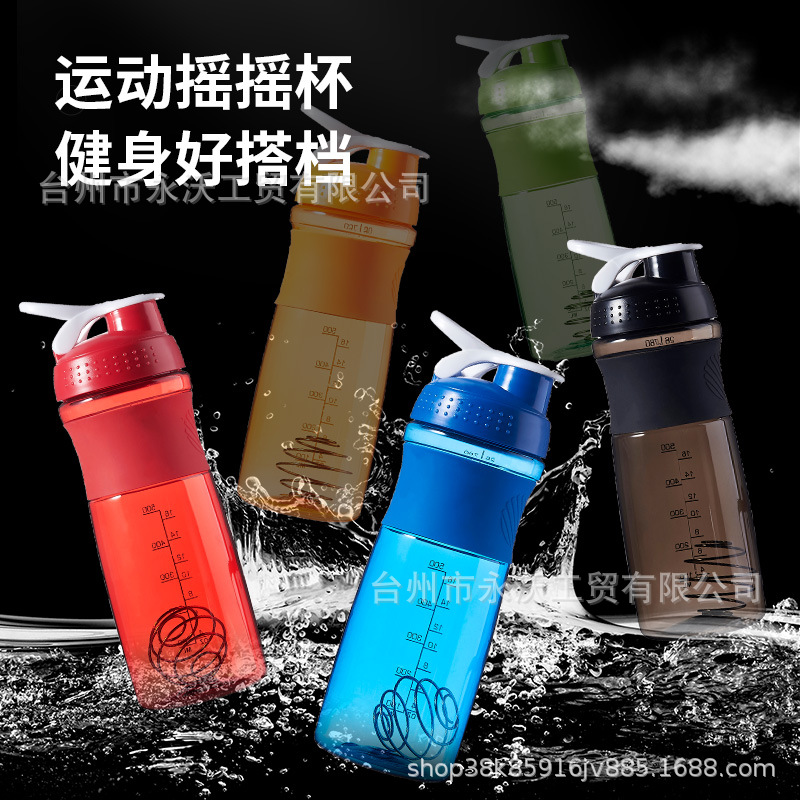 500ml protein powder silicone, shaker cup, fitness milkshake, portable hand-held plastic cup, printed LOGO details Picture