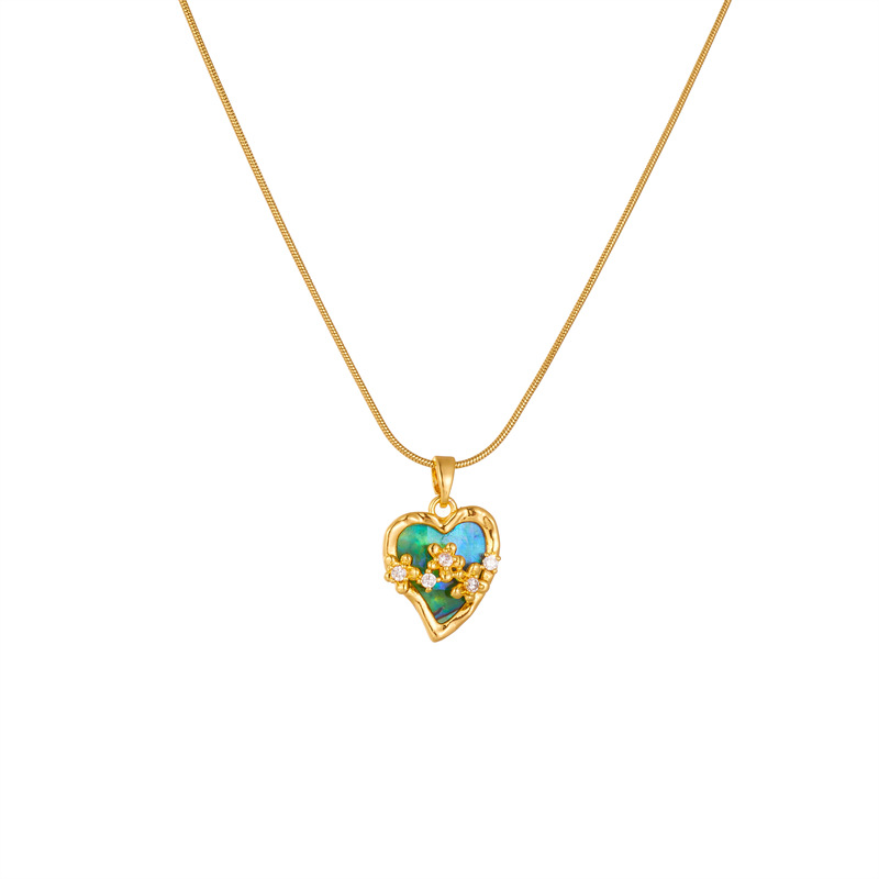 Fashionable and niche design, high-end, light luxury, versatile titanium steel heart-shaped small flower bow, diamond-encrusted pendant chain necklace Item Picture