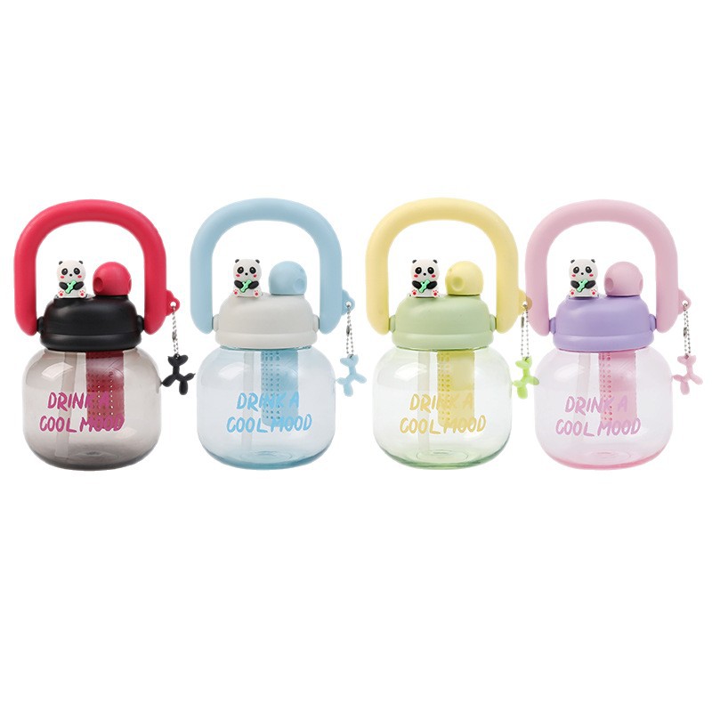 Children's water cups, light luxury and high-end feel, hand-held water bottles, sports water bottles, straw cups, double-drinking plastic cups, cartoon big-bellied cups Item Picture