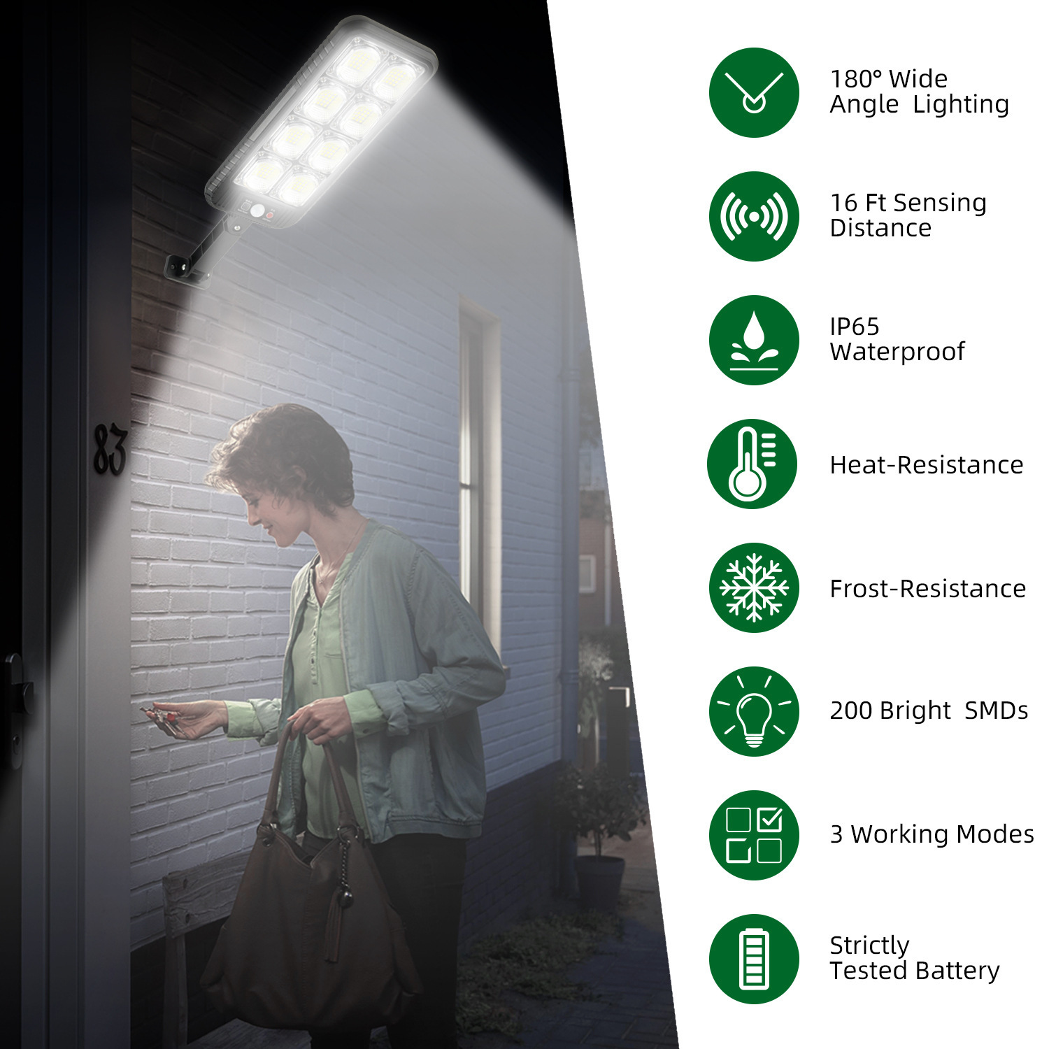 2024 New outdoor LED solar wall lamps, human-sensing garden lamps, household wall lighting, remote control street lamps details Picture
