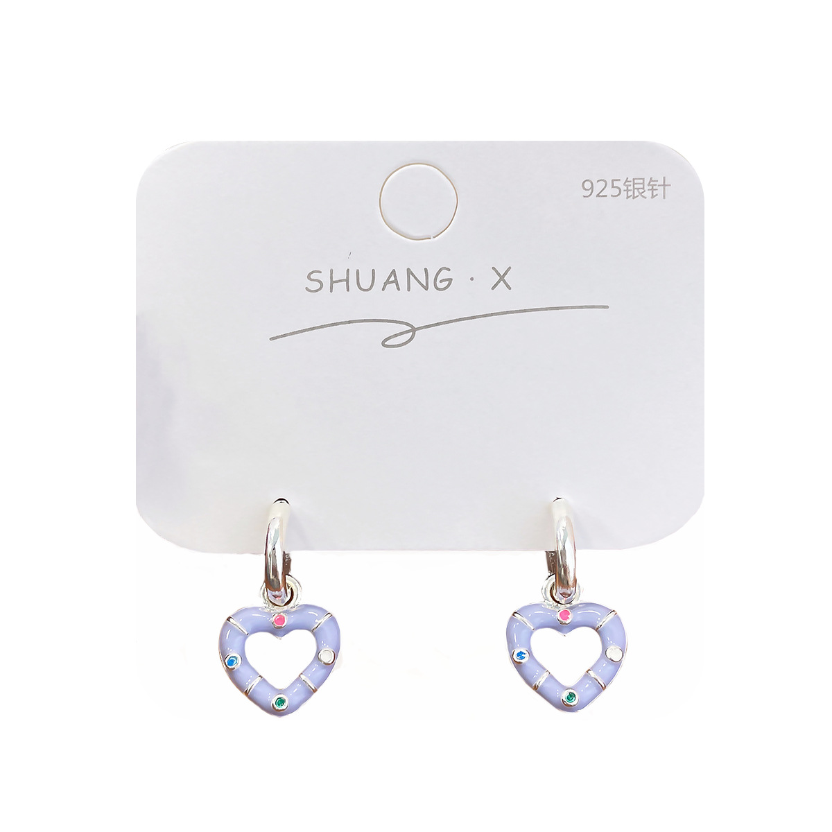 Y2K Millennium Style colorful oil-dripping heart-shaped earrings for women, simple and niche design, sweet and cool, spicy girl dopamine earrings Item Picture