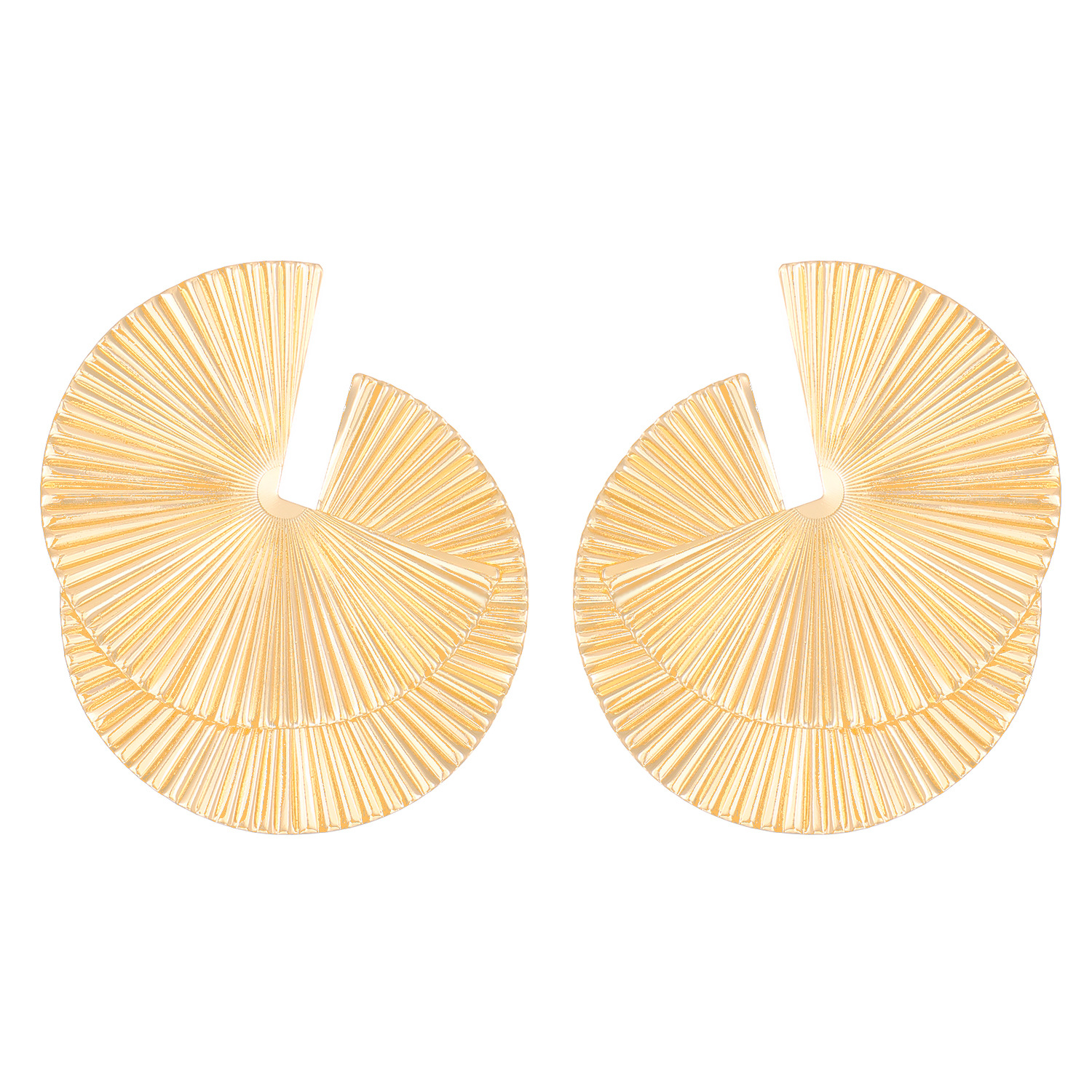 Wholesale of new cross-border irregular stud earrings for women, retro and personalized alloy texture fan-shaped earrings, and exaggerated European and American earrings Item Picture