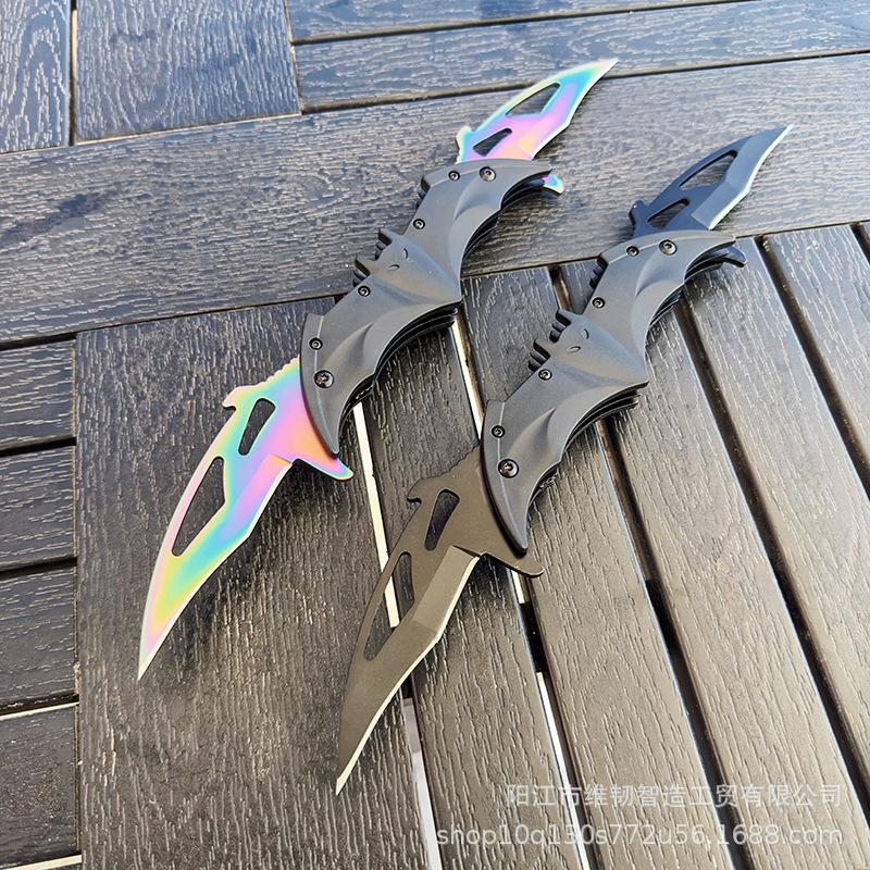 Multi-functional creative bat knife, stainless steel portable ABS folding knife, outdoor ornamental knife, game peripheral full figure