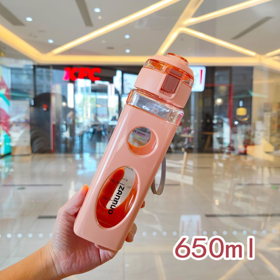 Double-layer square plastic direct drinking water cup with bouncing lock buckle for students Item Picture