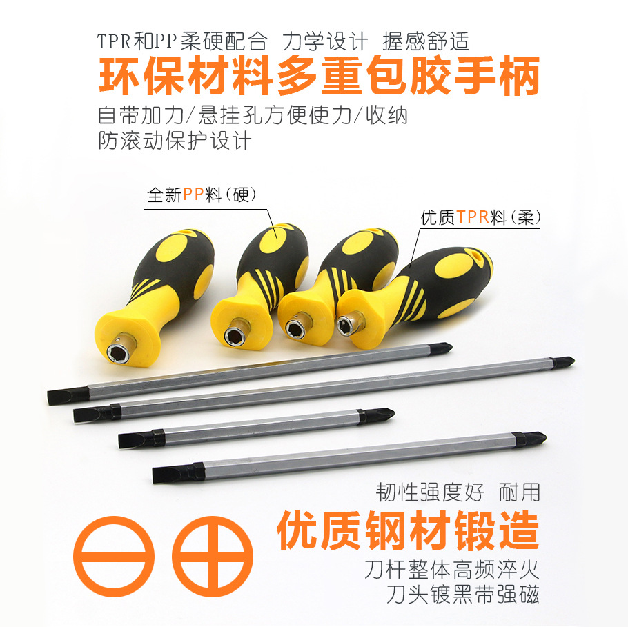 Dual-purpose screwdriver, cross and straight dual-purpose, environmentally friendly material screwdriver, extended dual-purpose full figure