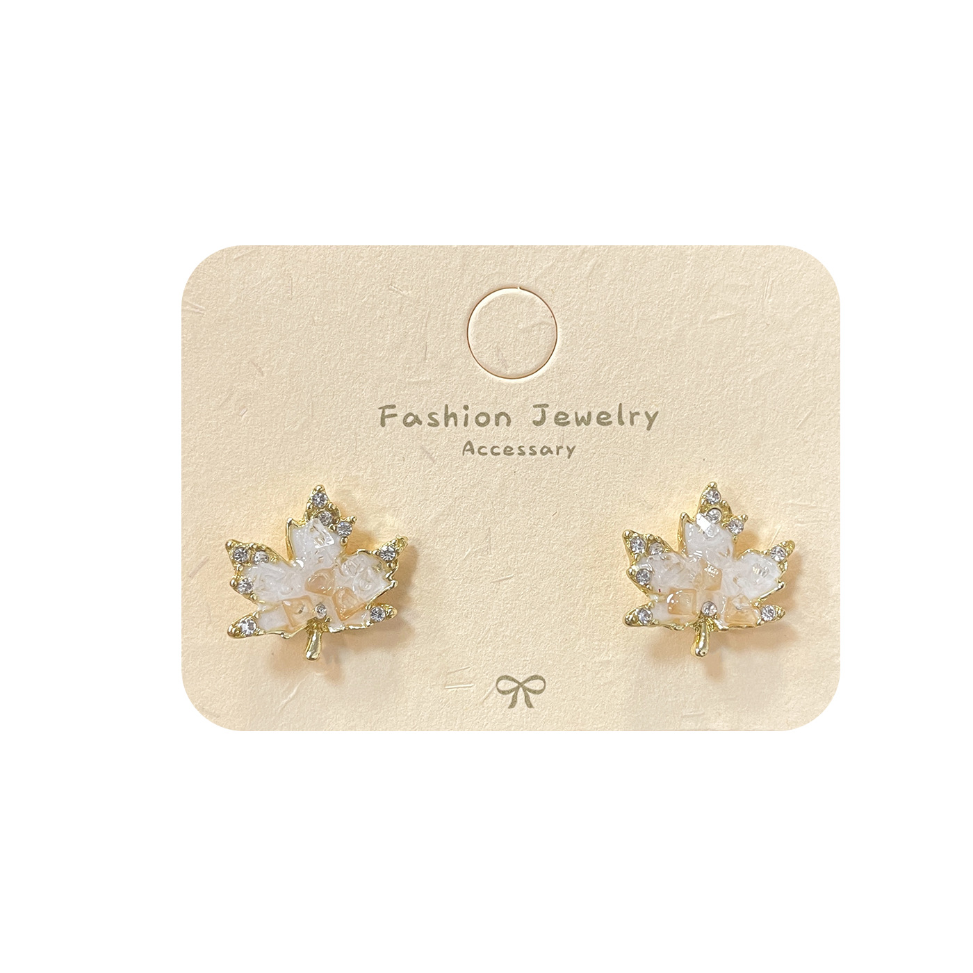 Autumn and winter light luxury maple leaf crystal earrings, women's silver needle, exquisite and niche design sense, gradient brown, elegant and fashionable earrings Item Picture