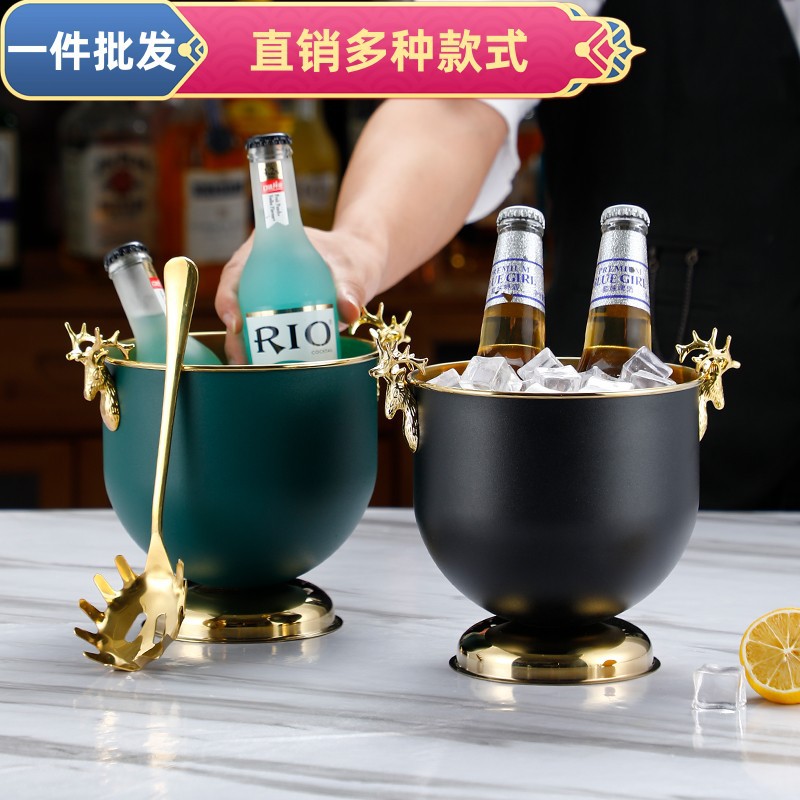 Classic European-style stainless steel ice bucket for bars and KTVS, ice bucket for champagne, red wine and spirits, ice bucket full figure